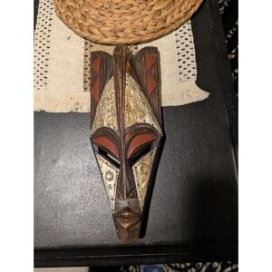 African Tribal Mask Wall Decor Wood Carving Handcrafted Art